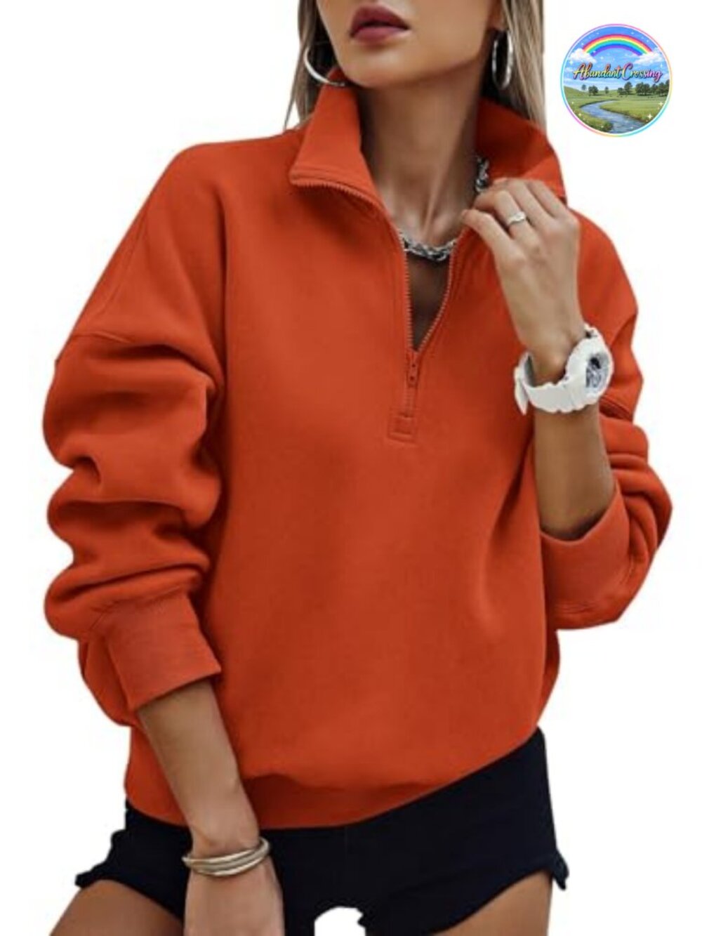 Womens Half Zip Oversized Sweatshirt Fleece Lined Pullover Long Sleeve